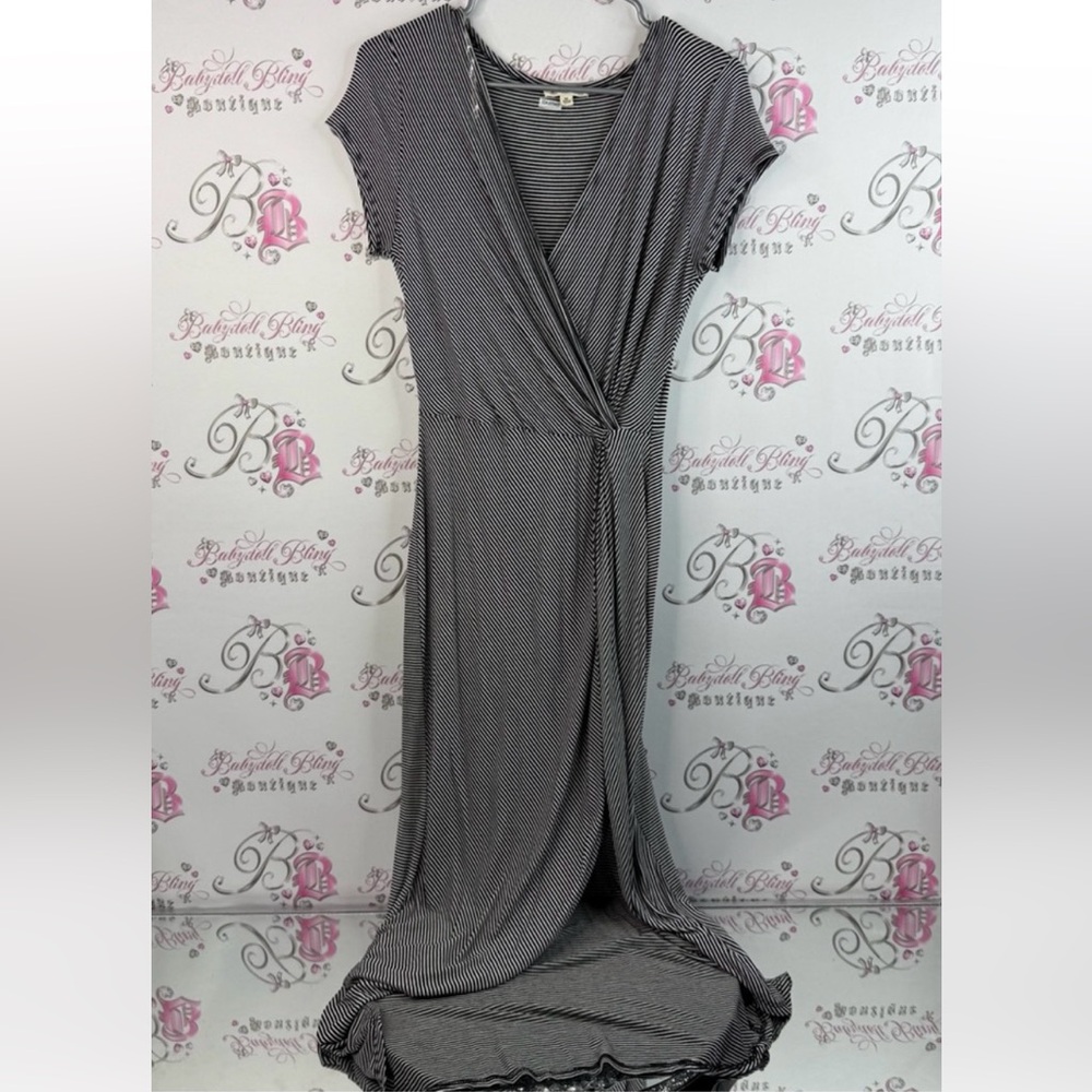 Rolla Coster dress, long, maxi flowy stretchy, soft, Black White Striped
